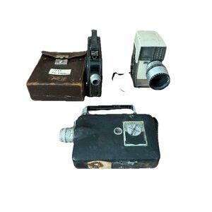 Vintage Lot Of 3 Movie Cameras- 2 Kodak, 1Wollensak  Parts Only